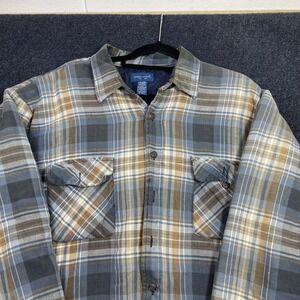 Vintage Towncraft Shirt Jacket Mens XL Plaid Flannel Quilted Lined Button Front